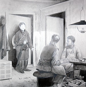 Возвращение Сережки в город. Иллюстрация к рассказу Д. Н. Мамина-Сибиряка «В ученье». Художник Богатов Николай Алексеевич (1854-1935)