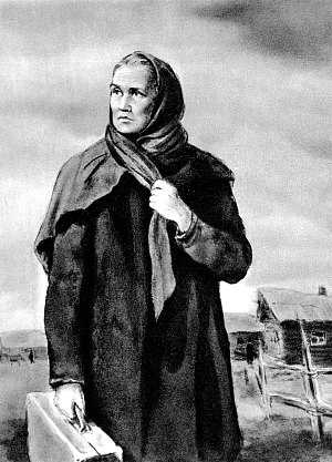 Ниловна (Фронтиспис). Иллюстрация к роману М. Горького «Мать». Художники Кукрыниксы, 1949-1950