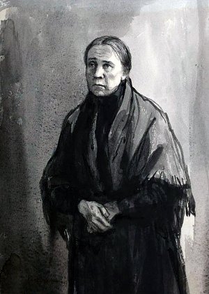 Пелагея Ниловна Власова. Иллюстрация к роману М. Горького «Мать». Кукрыниксы, середина XX века.