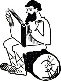 Крестьянин, ни в какого бога не верь, а верь науке. Иллюстрация В. Маяковского к рассказу в стихах «Ни знахарь, ни бог, ни ангелы бога — крестьянству не подмога», 1923 г.