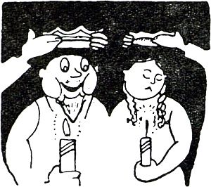 Словом, не слушая Анютиного воя, окрутили Анюту у аналоя. Иллюстрация В. Маяковского к циклу стихотворений «Обряды», 1923 г.