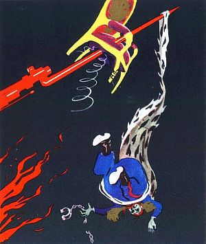 — Народ разорвал оковы царьи, Россия в буре, Россия в грозе... Иллюстрация Н. Долгорукова к поэме В. Маяковского «Владимир Ильич Ленин», 1956 г.