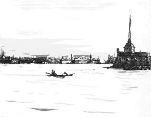 Санкт-Петербург. Нева. Иллюстрация А. Н. Бенуа к поэме А. С. Пушкина «Медный всадник»