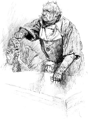 Акт IV. Сцена 2. Кизил. Как! Никакого подозрения к моему чину!.. Иллюстрация к пьесе Шекспира «Много шума из ничего». Художник Эдвин Остин Эбби, 1896 г.
