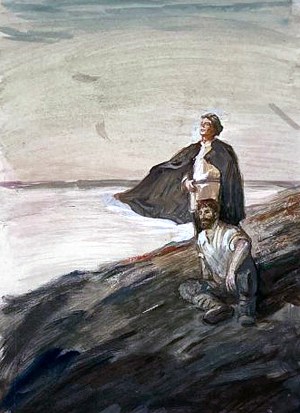 Рисунок. Изот и Пешков. Иллюстрация к повести М. Горького «Мои университеты». Клячко М. П., 1950-е годы