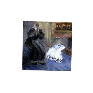 Панкратий видит юбку. Иллюстрация к поэме А. С. Пушкина «Монах». Художник Платунова Александра Георгиевна, 1935