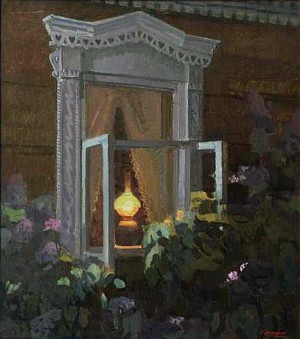 Над окошком месяц. Художник Л. Г. Виноградов