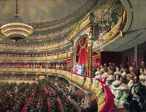 Большой театр в день открытия. Цветная литография. М. Зичи, 1856