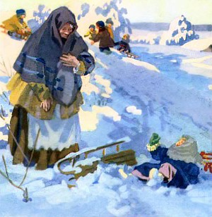 Няня и Саша. Иллюстрация В. Ладягина