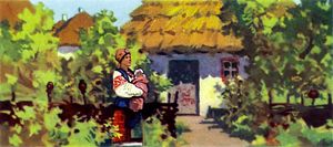 Конец. Иллюстрация А. П. Бубнова к повести Гоголя «Ночь перед Рождеством»