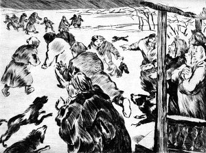Сон Обломова. Переполох. Иллюстрация к роману И. А. Гончарова «Обломов». Художник Шор Сарра Марковна, 1929