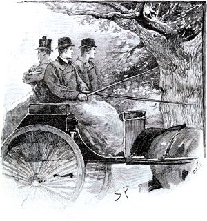 — По всей вероятности, этот дуб стоял здесь еще во времена завоевания Англии норманнами, — ответил он. — Он имеет двадцать три фута в обхвате. Иллюстрация к рассказу Артура Конан Дойла «Обряд дома Месгрейвов». Художник Сидни Пэджет, 1893