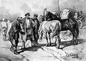 Странник и цыган. Литературный альбом. «Очарованный странник», рассказ Н. С. Лескова. Художник А. П. Апсит. Конец XIX — начало XX вв.