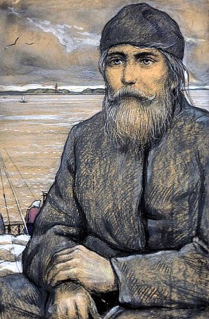 Иван Северьяныч Флягин. Иллюстрация к повести Николая Лескова «Очарованный странник». Художник Глазунов Илья Сергеевич, 1973 г.