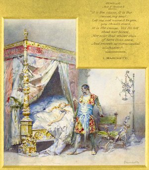 Молилась ли ты на ночь, Дездемона? Иллюстрация Людовико Маркетти (1853-1909) к трагедии Уильяма Шекспира (1564-1616) «Отелло»
