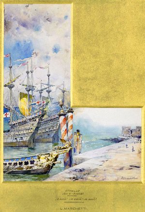 Парус, парус, парус! Иллюстрация Людовико Маркетти (1853-1909) к трагедии Уильяма Шекспира (1564-1616) «Отелло»