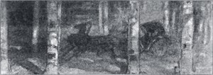 Глава II. Гроза. Иллюстрация А. П. Апсита к повести Л. Н. Толстого «Отрочество»