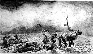 XII. Беспорядок сопутствует порядку. Заставка к главе романа Виктора Гюго «Отверженные». Издание 1890 г.