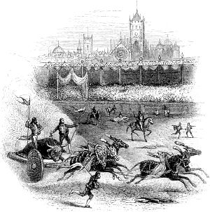Бой быков (Bull Fight). Иллюстрация к поэме лорда Джорджа Гордонома Байрона «Паломничество Чайльд-Гарольда». Издание 1869 г.