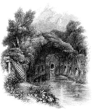 Эгерийский фонтан (Fountain of Egeria). Иллюстрация к поэме лорда Джорджа Гордонома Байрона «Паломничество Чайльд-Гарольда». Издание 1869 г.