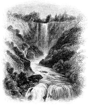 Водопад Терни (Falls of Terni). Иллюстрация к поэме лорда Джорджа Гордонома Байрона «Паломничество Чайльд-Гарольда». Издание 1869 г.