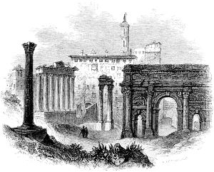 Римский форум (Forum — Rome). Иллюстрация к поэме лорда Джорджа Гордонома Байрона «Паломничество Чайльд-Гарольда». Издание 1869 г.