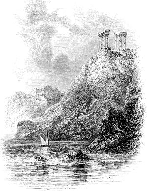 Мыс Колонна (Cape Colonna). Иллюстрация к поэме лорда Джорджа Гордонома Байрона «Паломничество Чайльд-Гарольда». Издание 1869 г.