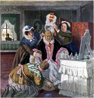 Старая графиня перед зеркалом. А. С. Пушкин «Пиковая дама». Художник А. Н. Бенуа. 1910