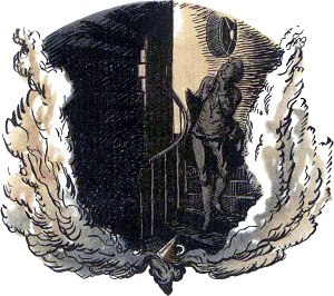 Германн на лестнице. А. С. Пушкин «Пиковая дама». Художник А. Н. Бенуа. 1910