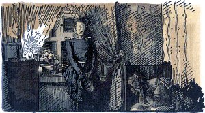 Германн и Лизавета Ивановна. А. С. Пушкин «Пиковая дама». Художник А. Н. Бенуа. 1910