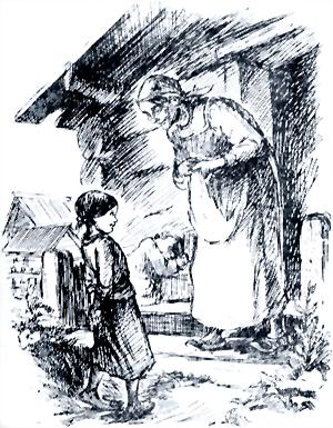 Бабушка и внуки. Иллюстрация И. Кузнецова к рассказу А. Платонова «Июльская гроза»