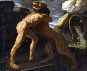 Борьба Геракла с Немейским львом. Франсиско де Сурбаран, 1634
