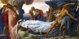 Геракл борется со смертью за тело Алкестиды. Фредерик Лейтон (ок. 1869-1871)