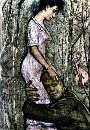 Иллюстрация к повести А. И. Куприна «Поединок». И. Глазунов, 1964 г.