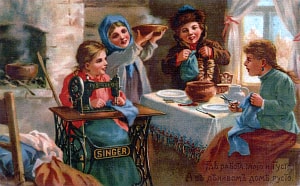 Где работа, там и густо, а в ленивом доме пусто. Художник В. А. Табурин (1864-1919)