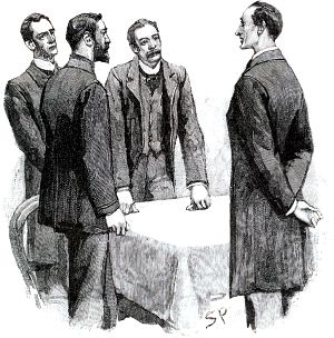 — Вы нашли их! — воскликнули мы в один голос. Иллюстрация к рассказу Артура Конан Дойла «Постоянный пациент». Художник Сидни Пэджет, 1893