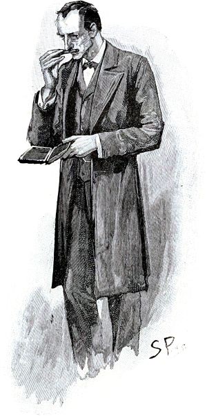 Холмс открыл портсигар и понюхал единственную оставшуюся в нем сигару. Иллюстрация к рассказу Артура Конан Дойла «Постоянный пациент». Художник Сидни Пэджет, 1893