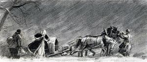 Заставка к повести А. С. Пушкина «Метель». Д. Шмаринов, 1948 г.