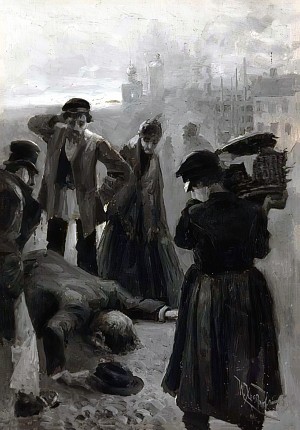 Раскольников на площади (Покаяние Раскольникова). Художник И. Э. Грабарь (Храбров), 1895