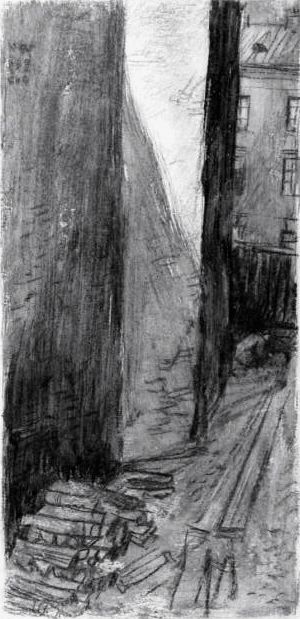 Раскольников прячет вещи. Художник  Д. А. Шмаринов