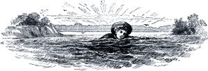 Том плывет по реке. Иллюстрация 1876 г. к 1-му изданию повести Марка Твена «Приключения Тома Сойера»