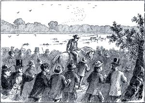 Том и Бекки будоражат город. Иллюстрация 1876 г. к 1-му изданию повести Марка Твена «Приключения Тома Сойера»