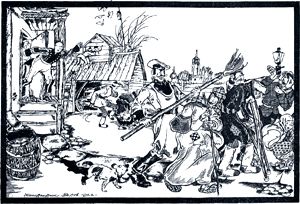 Иллюстрация Константина Ротова (1922 г.) к сказке «Пропала совесть» М. Е. Салтыкова-Щедрина