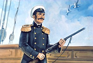 Капитан корабля. Иллюстрация В. Штаркина к рассказу Л. Н. Толстого «Прыжок»
