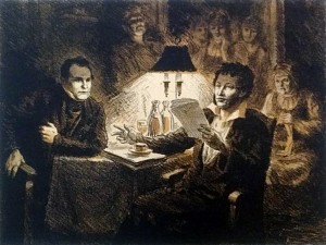 И. И. Пущин в гостях у А. С. Пушкина в селе Михайловском. И. А. Дайц, 1937