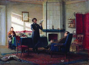 Пущин в гостях у Пушкина в Михайловском. Художник Н. Н. Ге, 1875 г.