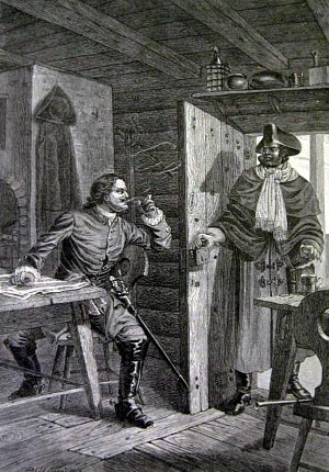 Флюгель, Р. Ф. Штейн. Иллюстрация к повести А. С. Пушкина «Арап Петра Великого». Пётр видит входящего Ибрагима. Из журнала «Нива». №43, 1886