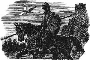 Заставка. Сцены из рыцарских времен. Гравюра. Константинов Федор Денисович, 1949