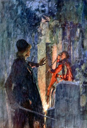 Парис и Ромео. Иллюстрация Уильяма Хатерелла (1912 г.) к трагедии Уильяма Шекспира «Ромео и Джульетта» (1595 г.)