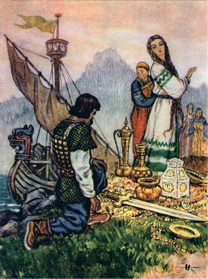 Наина. Иллюстрация к поэме Пушкина «Руслан и Людмила». Художник Н. Кочергин